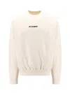 Jil Sander Cotton Sweatshirt With Frontal Logo In Neutral