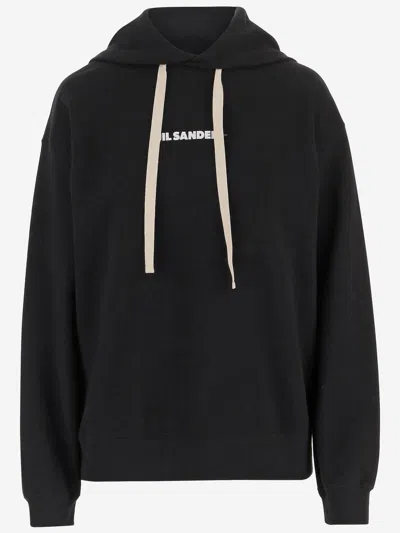 Jil Sander Cotton Sweatshirt With Logo In Black