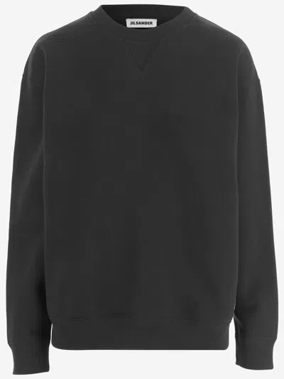 Jil Sander Cotton Sweatshirt With Logo In Black