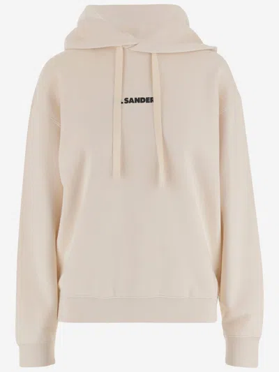 Jil Sander Cotton Sweatshirt With Logo In Neutral