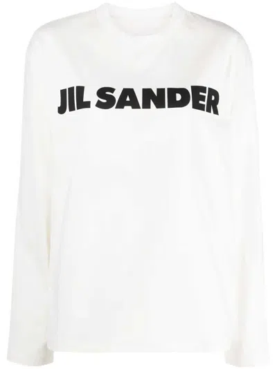 Jil Sander Cotton Sweatshirt With Logo Print In White