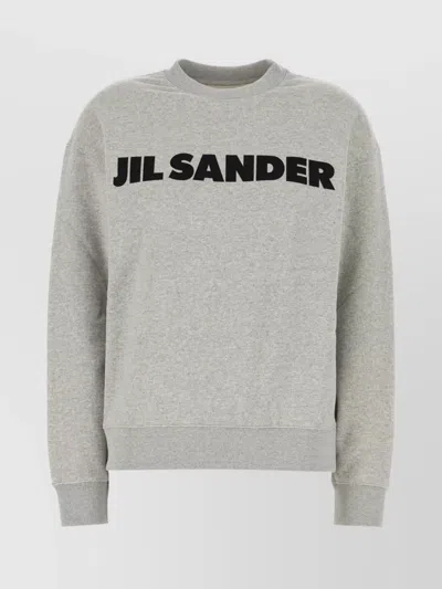 JIL SANDER COTTON SWEATSHIRT WITH RIBBED CUFFS AND HEM