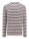 Jil Sander Classic Striped Long-sleeve T-shirt In Soft Cotton In Beige