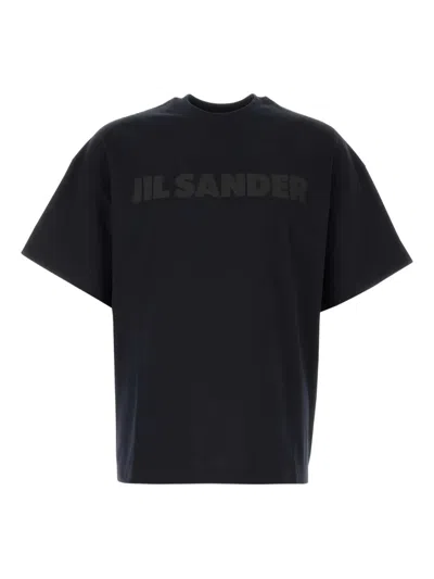 Jil Sander Midnight Blue Cotton Oversize T-shirt In Black