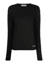 Jil Sander Round-neck Long-sleeve Knitted Top In Negro