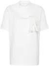 Jil Sander Cotton Crew Neck T-shirt With Fringed Brooch In White