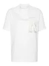 Jil Sander Cotton Crew Neck T-shirt With Fringed Brooch In White