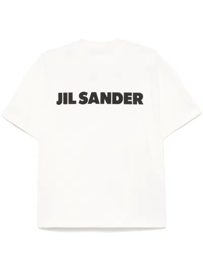 Jil Sander Cotton T-shirt With Bold Logo And Classic Cut In White
