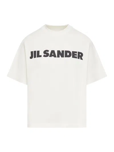 Jil Sander Cotton T-shirt With Contrasting Logo In White