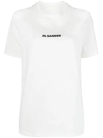 JIL SANDER COTTON T-SHIRT WITH FRONT PRINTED LOGO