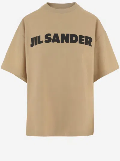 Jil Sander Cotton T Shirt With Logo In Neutral