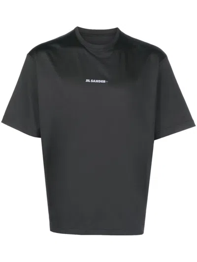 Jil Sander Cotton T-shirt With Logo Print In Black