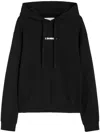 Jil Sander Relaxed Fit Black Cotton Hoodie With Logo Print In Black