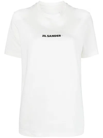 Jil Sander Short-sleeve T-shirt With Centered Logo Detail In White