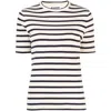 Jil Sander Black And White Knitted Striped T-shirt In Cotton Woman
