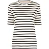 Jil Sander Black And White Knitted Striped T-shirt In Cotton Woman