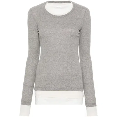 Jil Sander Cotton T Shirts In Neutrals/grey