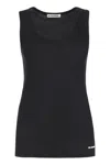 Jil Sander Black Crewneck Sleeveless Top In Cotton