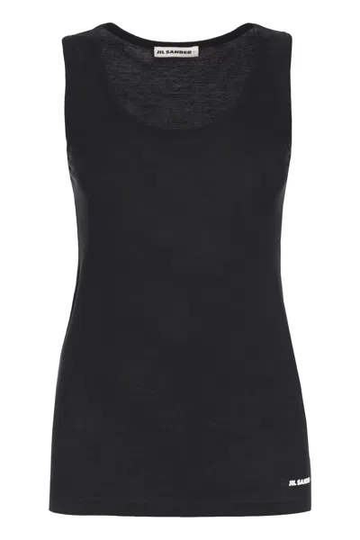 Jil Sander Cotton Tank Top In Blue