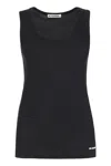 Jil Sander Black Crewneck Sleeveless Top In Cotton