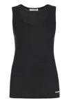 Jil Sander Black Crewneck Sleeveless Top In Cotton