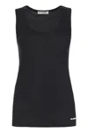 Jil Sander Black Crewneck Sleeveless Top In Cotton In Blue