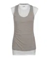 Jil Sander Fitted Sleeveless Top With Contrasting Hem Layer In Gray