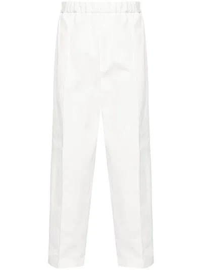 Jil Sander Cotton Tapered Trousers In White