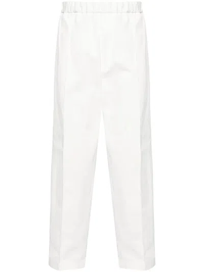 Jil Sander Cotton Tapered Trousers In White
