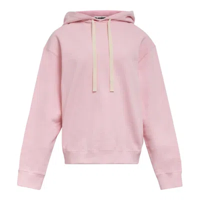 Jil Sander Cotton Terry Hooded Sweatshirt In Pink