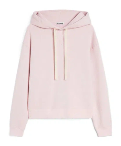 Jil Sander Cotton Terry Hoodie In Pink