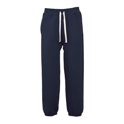 Jil Sander Cotton Terry Joggers With Adjustable Drawstring In Blue