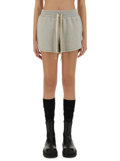 Jil Sander Cotton Terry Sport Shorts With Embroidered Monogram In Gray