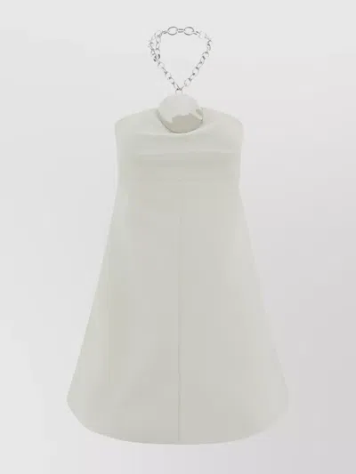 Jil Sander Cotton Top With Geometric Metal Applique In White