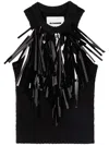 Jil Sander Fringe-trim Knitted Top In Black