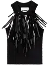 Jil Sander Fringe-trim Knitted Top In Black