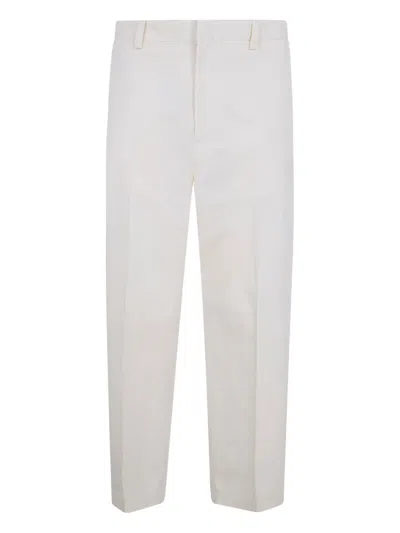Jil Sander Pleated Front Trousers Belt Loops Pockets In White