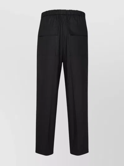 Jil Sander Elasticated-waistband Cotton Trousers In Blue