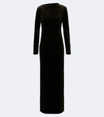 Jil Sander Cotton Velvet Gown In Green