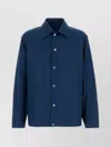 Jil Sander Cotton Windbreaker With Collared Neck And Front Pockets In Blue