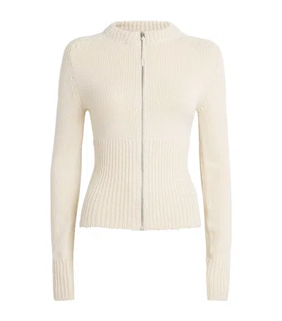 Jil Sander Cotton-wool Zip-up Cardigan In White