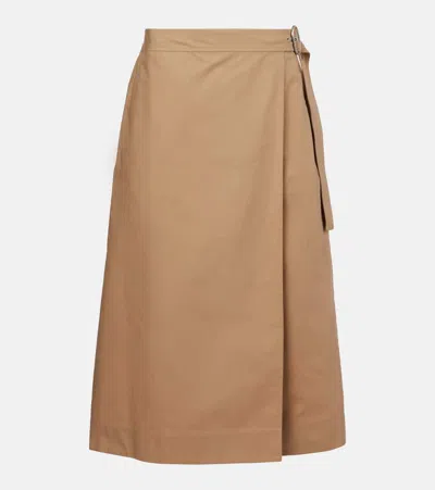 Jil Sander Cotton Wrap Skirt In Brown