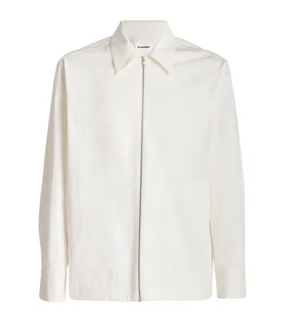 Jil Sander Cotton Zip-up Overshirt In White