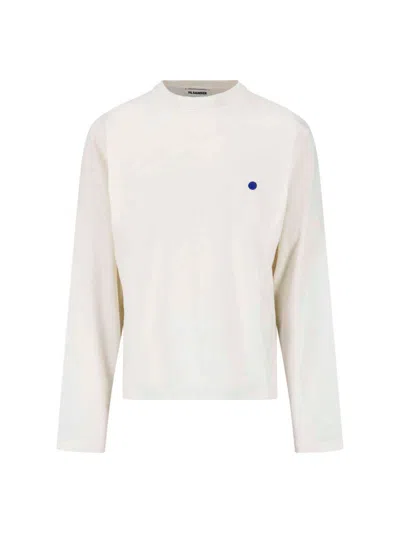 Jil Sander Cotton-cashmere Crewneck Sweater In White
