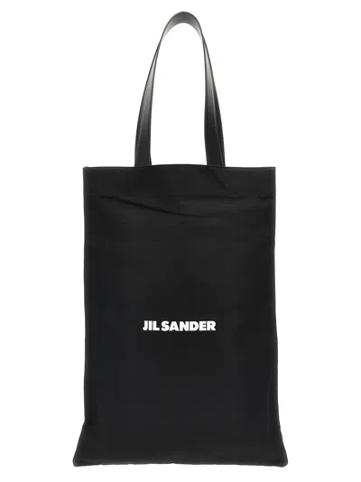 Jil Sander Cotton-linen Tote Bag In Black