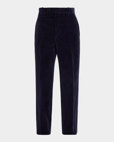 Jil Sander Cotton-linen Velvet Trousers In Blue