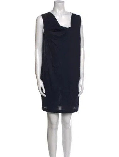 Pre-owned Jil Sander Cowl Neck Mini Dress In Blue