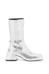 JIL SANDER CRACKED-EFFECT LAMINATED LEATHER BOOTS