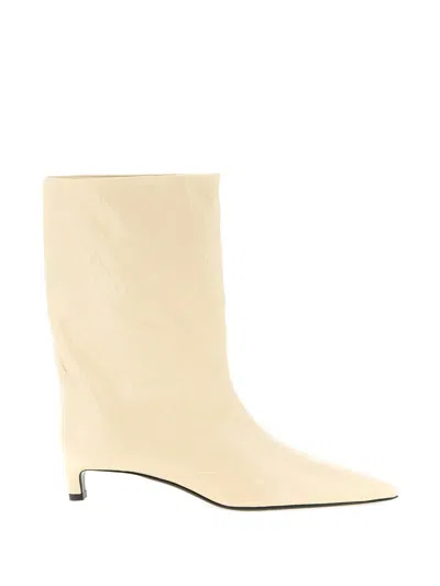 Jil Sander Craquel Leather Ankle Boots In Neutral