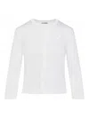 Jil Sander Button-up White Viscose Sweater With Floral Embellishment